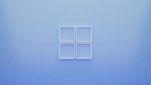 Windows operating system logo centered on a blue gradient background, representing Microsoft software, desktop computing, and digital productivity.